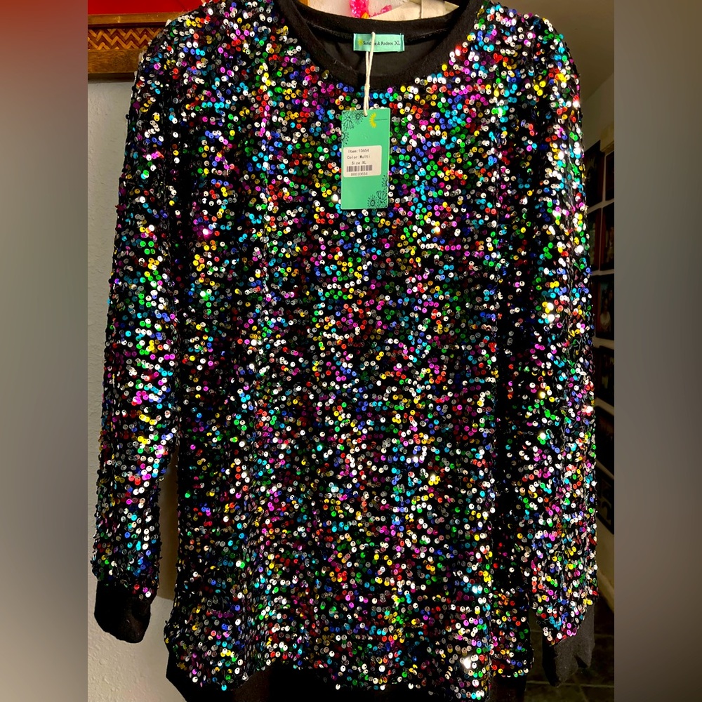 Sunshine & Rodeo multi colored sequin sweater